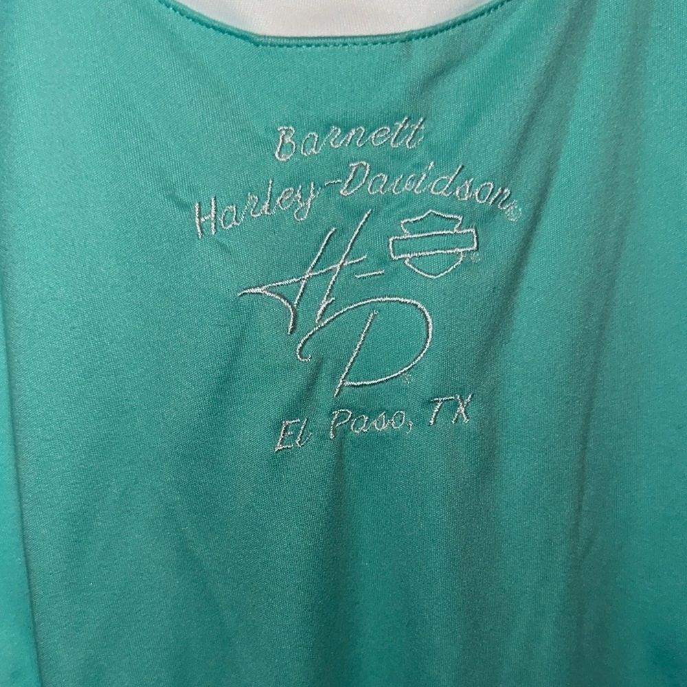 Harley-Davidson Green Ruched Jersey Top - Picture 4 of 5